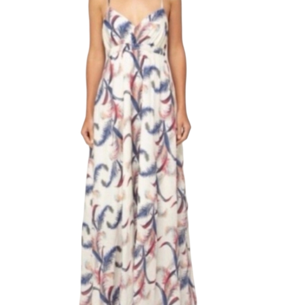 Quicksilver Boho Floral Maxi Dress 100% Cotton Feather Print Floor Lengt… - Picture 4 of 16